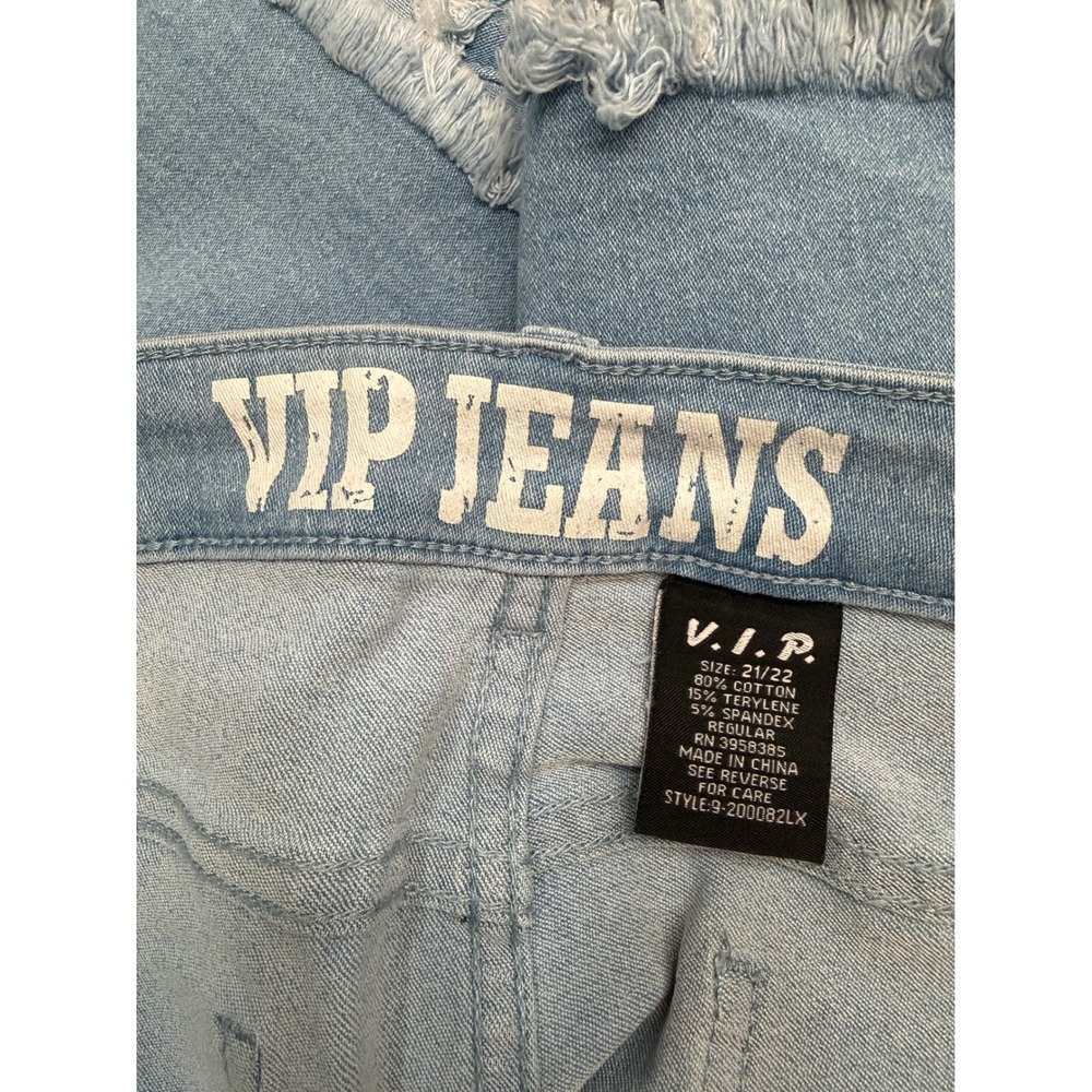 VIP Jeans Womens Light Wash Distressed Frayed Hem Denim Shorts Plus Size 21/22 - Picture 3 of 4